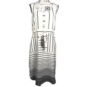 Madewell Broadway & Broome Sz 8 Sleeveless Dress 100% Silk Black, White Stripes